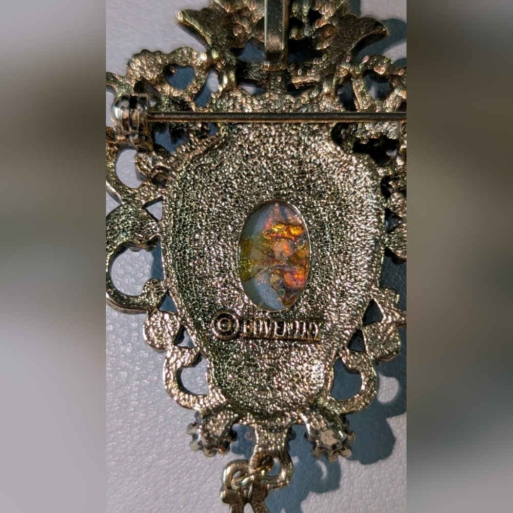 Vintage Sarah Coventry Contessa Brooch Victorian Crown Foil Rhinestones Pin - Picture 9 of 11